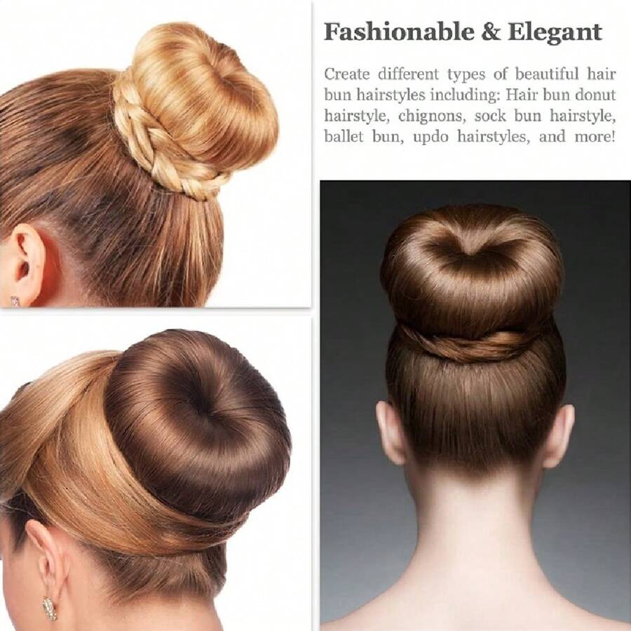 Donut Hair Bun Maker, Ring Style Bun Maker Set With 3 Hair Bun Makers 7