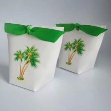 10pcs Saudi Arabia National Day Design Palm Tree Pattern Gift Box, 6x6x10cm, Ideal For Saudi National Day, Perfect For Candy, Chocolate, Cookies - White - View 6