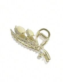 1 pieza Pinza de pelo con borlas de perlas de concha y estrella de aleación - Dorado - Ver 2