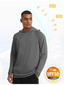 NASBING 男式連帽速乾運動T卹，長袖跑步運動衫和防曬衣