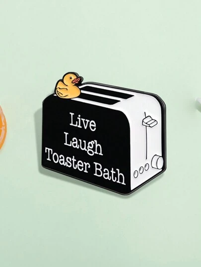 1pc Cute Duck Bread Maker Enamel Pins Custom Live Laugh Toaster Bath Brooches Lapel Badges Funny Jewelry Gift For Friends