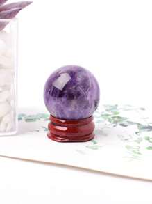 1pc Simple Natural Amethyst Crystal Ball Desktop Decorative Craft With Free Base