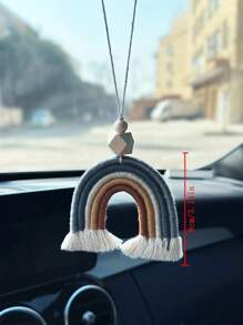 1pc Bead Decor Rainbow Design Car Hanging Ornament - Grey - View 3