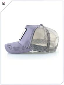 Men Animal Patch Decor Trucker Hat Street - Light Grey - View 4