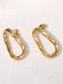 1 对/2 对女士 18K 小金环状耳环 | 镀金细管耳环 | 轻质、防过敏粗金开口环状耳环（金色、银色） - 小圈耳環 - 查看 11