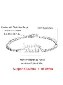 Customized Couple Name Anklet With Heart Charm, 5mm Chain, Stainless Steel Personalized Name Jewelry Valentines