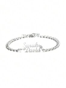 Customized Couple Name Anklet With Heart Charm, 5mm Chain, Stainless Steel Personalized Name Jewelry Valentines