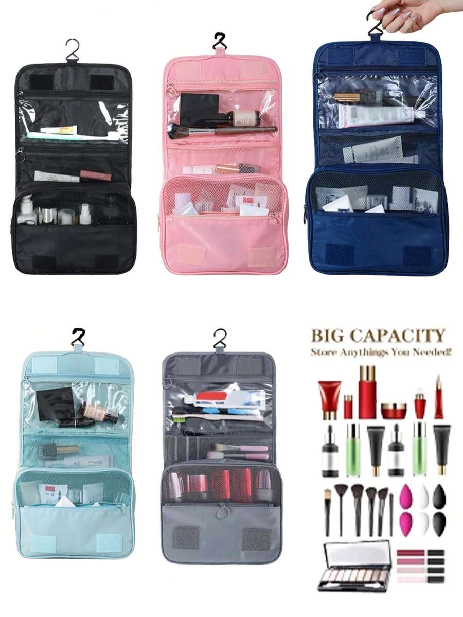 1 geantă de machiaj multifuncțională, geantă portabilă de călătorie de mare capacitate, geantă de toaletă impermeabilă, geantă de depozitare cosmetice de ultimă generație, geantă de toaletă de călătorie impermeabilă pentru bărbați și femei cu cârlig, geantă portabilă de spălat pentru călătorie de afaceri, pentru bijuterii, parfum, telefon mobil - Multicolor - Vizualizare 1