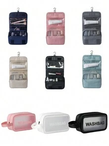 1 geantă de machiaj multifuncțională, geantă portabilă de călătorie de mare capacitate, geantă de toaletă impermeabilă, geantă de depozitare cosmetice de ultimă generație, geantă de toaletă de călătorie impermeabilă pentru bărbați și femei cu cârlig, geantă portabilă de spălat pentru călătorie de afaceri, pentru bijuterii, parfum, telefon mobil - Multicolor - Vizualizare 5