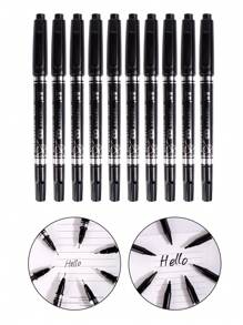Black Permanent Marker Pen, 10pcs Fine Point Black Markers , Waterproof, Oil-Based, Small Double-Headed Marker Pen For Office And School Supplies, Cartoon Drawing And Sketching Back To School