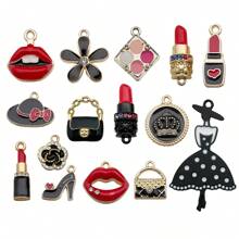 15 件混合时尚珐琅合金和包包高跟鞋化妆饰品镀金优雅女士 DIY 吊坠女孩耳环项链珠宝制作工艺用品 - 彩色 - 查看 9