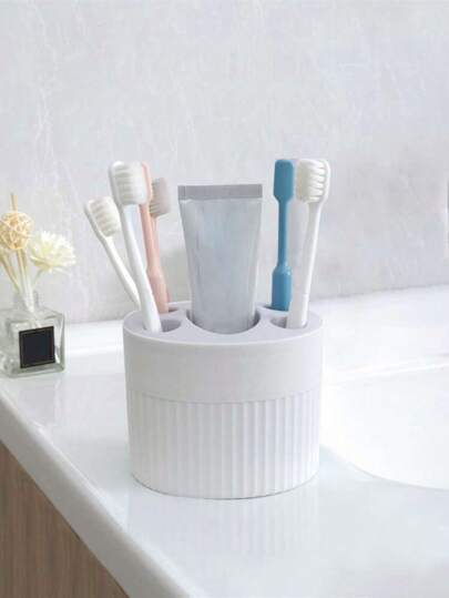 1pc Toothbrush Holder, Household Desktop Toothbrush And Toothpaste Storage Rack, Can Be Used For Toilet Toothpaste And Toothbrush Storage Back To School