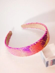 1pc Girls' Rainbow Sparkle Headband, Fashionable & Wide Headband Suitable For Daily Use - Multicolor - View 4