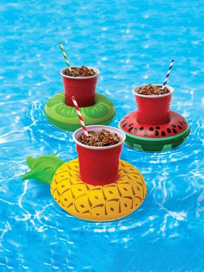 1pc / 3pcs Set Fashionable Fruit Inflatable Cup Holders, Suitable For Beach, Pool Party Supplies, Beach Essentials, Pool Games, Swimming Games, Inflatable Games, Beach Accessories, Pool Float