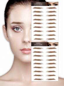 2 Pcs Natural-Looking Realistic BrownEyebrow Temporary TattooStickers - Easy ApplyDisposable - Brown - View 19