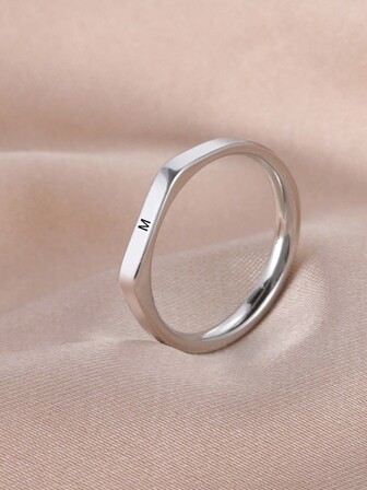 1 件不锈钢首字母 A-Z 简约风格个性化戒指，情侣戒指，情人节礼物，妈妈，母亲，母亲节，礼物