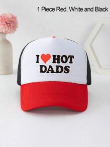 1顶男女通用字母“我爱帅气老爸”印花棒球帽，可调节户外帽檐，适合春秋季、旅行、海滩、Y2K风格、老爹帽、网眼卡车帽，最佳节日礼物 - 多色 400針 - 查看 5