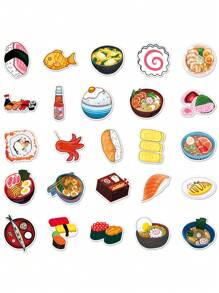 50张防水日式料理涂鸦个性跨境可爱卡通寿司滑板行李贴纸，学校用品，返校
