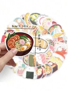 50张防水日式料理涂鸦个性跨境可爱卡通寿司滑板行李贴纸，学校用品，返校