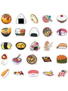 50张防水日式料理涂鸦个性跨境可爱卡通寿司滑板行李贴纸，学校用品，返校