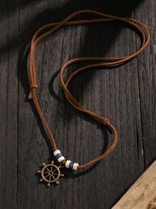 1入組男士韓國天鵝絨舵手項鏈，極簡鎖骨鏈飾品