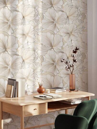 Roll 3D Nordic Zilver Ginkgo Leaf Self Adhesive Wallpaper, Waterproof Removable, Living Room Bedroom Bathroom Renovation ation, Golden Seamless Wand Stickers Cabinets Furniture Protection Film, Peel Panels, Paper, Wallpapers, ation Items Refresh Your Home, Festival Birthday Graduation