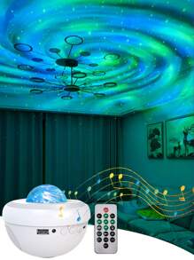 1 pieza Lámpara de proyección romántica de cielo estrellado con LED, USB, control remoto inalámbrico, música, efecto de estrellas giratorias, lámpara láser para crear una atmósfera de ensueño, techo del dormitorio y ayuda para dormir (conectada a la corriente eléctrica) - Lámpara de proyector - Ver 13