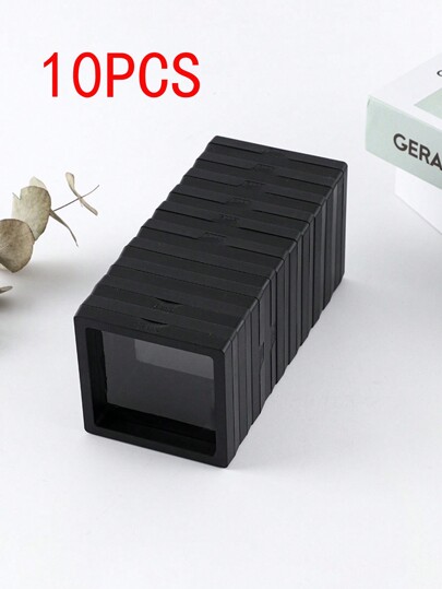 10pcs Black Transparent PE Film Jewelry Packaging Box, Waterproof And Anti-Oxidation Portable Jewelry Box, 3D Independent Floating Frame Film, Ring Earring Necklace Display Stand. Valentine Day Back To School