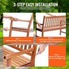 SKYSHALO Outdoor Bench, 50 Inches Wood Garden Bench For Outdoors, Outdoor Garden Park Bench With Backrest And Armrests, 800 Lbs Load Capacity Bench, Patio Bench For Garden, Park, Yard, Front Porch