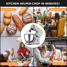 CHEFTRONIC 1入組4L傾卸頭電動家用攪拌機-1300W 6+P速度，多功能廚房立式攪拌機，配有揉麵鉤、打蛋器、食品攪拌器和奶油攪拌器 - 英規插(220-240V) - 查看 11