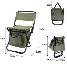 Portable Folding Camping Chair, Lightweight Backrest Stool Compact Folding Chair Seat, Outdoor Backrest Stool With Folding Backpack, Can Bear Large Weight, Suitable For Camping/Hunting/Fishing/Hiking/Travel And Other Environments - 綠色 - 查看 10