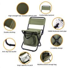 Portable Folding Camping Chair, Lightweight Backrest Stool Compact Folding Chair Seat, Outdoor Backrest Stool With Folding Backpack, Can Bear Large Weight, Suitable For Camping/Hunting/Fishing/Hiking/Travel And Other Environments - 綠色 - 查看 9