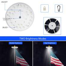 Flag Pole Light Solar Powered Spotlight,26 LED Solar Flag Pole Light For Most 15 To 25 Ft In-Ground Flag Pole, IP65 Waterproof,12 Hour Dusk To Dawn Auto On/Off, Top Mounted Flag Pole Solar Light Outdoor, Spectacular Aurora Lighting On Outdoor Pole Top,Longest Lasting, Outdoor Garden Lighting For Pathway, Yard, Patio