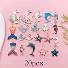 5/20pcs Mixed Ocean Beach Charms Gold Plated Enamel Mermaid Tail Whale Tail Charms Pendant For Jewelry Making Necklace Bracelet Earring DIY Jewelry Accessories Charms - One Size Fits All - View 15