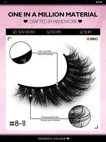 GROINNEYA 6 Pares de pestañas postizas con diseño de ojo de gato enmangue, pestañas postizas de visón sintético con diseño de ojo de zorro, pestañas naturales falsas completas, herramientas de maquillaje esenciales para viajes y cosplay (8-11) - Negro - Ver 3