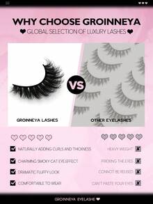 GROINNEYA 6 Pares de pestañas postizas con diseño de ojo de gato enmangue, pestañas postizas de visón sintético con diseño de ojo de zorro, pestañas naturales falsas completas, herramientas de maquillaje esenciales para viajes y cosplay (8-11) - Negro - Ver 6