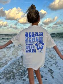 1pc Tween Girl Casual Printed Round Neck Pullover Short Sleeve T-Shirt, Summer, Student Youth Clothing