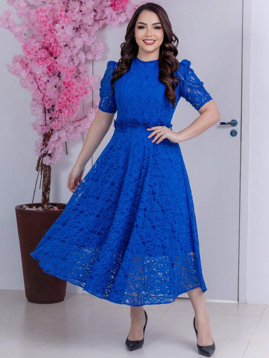 Women Midi Dresses - Blue - View 1