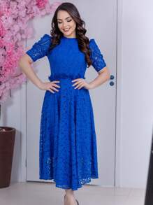 Women Midi Dresses - Blue - View 3