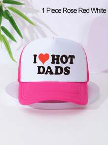 1顶男女通用字母“我爱帅气老爸”印花棒球帽，可调节户外帽檐，适合春秋季、旅行、海滩、Y2K风格、老爹帽、网眼卡车帽，最佳节日礼物 - 多色 400針 - 查看 9