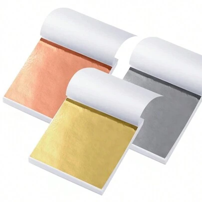 Gold Leaf Sheets For Resin,  50/100pcs Imitation Gold Foil Sheets (Gold,Silver,Rose Gold) Are Suitable For Art,Crafts,Resin,Painting,Furniture,Decoration