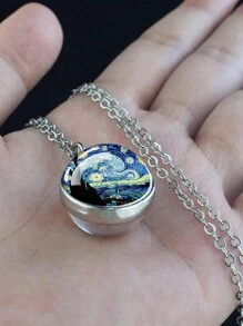 1入時尚古董棕櫚蠟繩幸運三葉草四葉草木製吊墜項鏈，女男通用幸運紀念品 - 彩色 - 查看 7