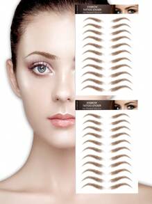 2 Pcs Natural-Looking Realistic BrownEyebrow Temporary TattooStickers - Easy ApplyDisposable - Brown - View 21