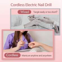 COSYGLOW Cordless Electric Nail Drill, Rechargeable 30000 RPM High-Speed Electric Nail File And Drill Machine Kit, Professional Nail Supplies For Acrylic, Gel Nails, Drill Uñas, Rose Gold - 粉色 - 查看 5