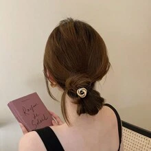 1 件/2 件简约优雅金属半圆形发带，女士日式复古马尾辫发夹，个性化发饰