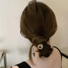 1 件/2 件简约优雅金属半圆形发带，女士日式复古马尾辫发夹，个性化发饰
