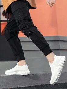 Męskie wsuwane, lekkie, codzienne tenisówki, miękka podeszwa, wszechstronne i modne - Biały - Zobacz 4