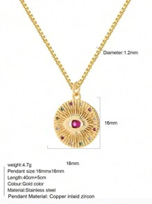 1pc Heart-Shaped Demon Eye, Star & Sun, Turtle, Bee, Conch Shaped Golden Pendant Necklace, Ocean Theme Stainless Steel Women's Jewelry - Yellow Gold - View 22