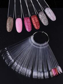 50Pcs Nail Swatches Oval Round Tips For Display Nail Samples Gel Polish Palette Color Chart Manicure Practicing Tools