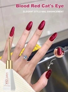 XEIJAYI 1 pieza 10ml Esmalte de uñas gel magnético con ojo de gato rojo sangre, esmalte de uñas en gel holográfico con ojo de gato, barniz en gel para uñas para bricolaje de arte de uñas - No incluye vara magnética - Rojo - Ver 2